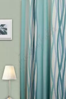 Piacenza - Türkiz színű hullámmintás dimout sötétítő függöny egyedi méretre varrva