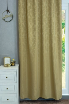 Wilson - Homokbarna  színű hullámmintás sötétítő függöny egyedi méretre varrva