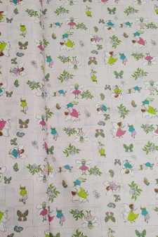 Erdei tündérek - rózsaszín ágynemű anyag sötétítő kevert vászon függöny, nyomott mintával, vékony egyedi méretre varrva