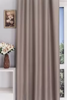 Szürkésbarna üni dimout sötétítő függöny egyedi méretre varrva