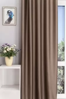 Luxury - Barnás bézs dimout sötétítő függöny, ólomzsinóros egyedi méretre varrva