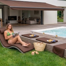 Summertime - Barna színű UV és vízálló kültéri bútorszövet egyedi méretre varrva