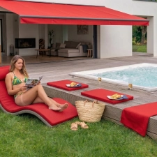 Summertime - Piros színű UV és vízálló kültéri bútorszövet egyedi méretre varrva