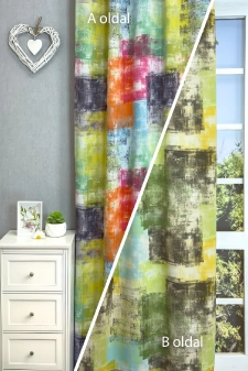 Double - Színes absztrakt mintás kétoldalas dimout függöny egyedi méretre varrva