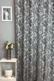 Marlon - Szürke színű márvány mintás jacquard dekorfüggöny egyedi méretre varrva