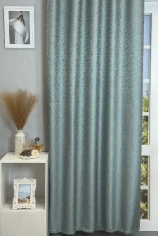 Eloise - Türkiz színű apró levélmintás jacquard dekor függöny egyedi méretre varrva