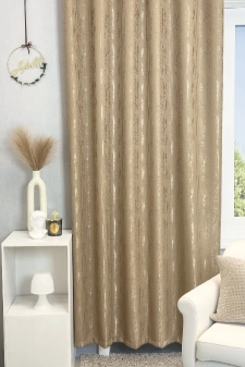 Mora-Karamell színű szórt mintás, bársonyos tapintású, szaténfényű dekorfüggöny egyedi méretre varrva