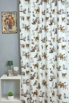 Macskák - Bársonyos tapintású dekorfüggöny egyedi méretre varrva