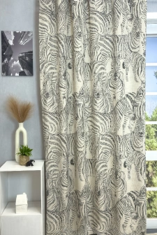 Zambezi - Natúr színű nyomott zebramintás vászon dekorfüggöny egyedi méretre varrva