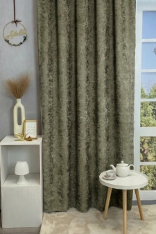 Osaka - Szürkészöld színű kordbársony dimout sötétítő függöny egyedi méretre varrva