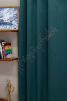 Carmen - Türkizzöld pöttyös sötétítő függöny, teflonos egyedi méretre varrva
