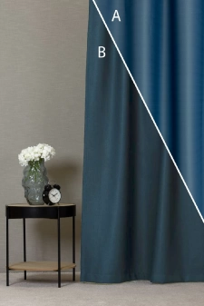 Rusztik - Denim kék színű kétoldalas dimout sötétítő függöny egyedi méretre varrva