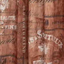 Café - Rozsda színű feliratos dimout sötétítő függöny egyedi méretre varrva