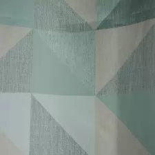 Hoya - Háromszögmintás türkiz-bézs dimout sötétítő függöny egyedi méretre varrva