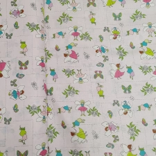 Erdei tündérek - rózsaszín ágynemű anyag sötétítő kevert vászon függöny, nyomott mintával, vékony egyedi méretre varrva