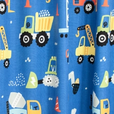 Dusty - Kék alapon munkagép mintás gyerekszobai sötétítő függöny egyedi méretre varrva