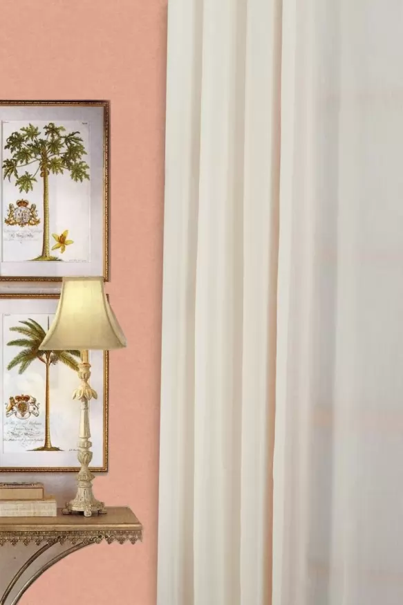 Ekrü színű, pamutvászon hatású fényáteresztő batiszt függöny w356-300  2