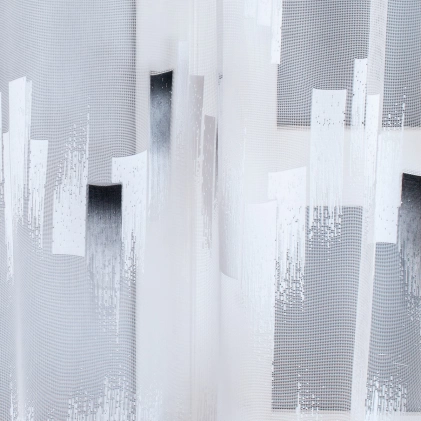 Téglalap mintás fehér-fekete-szürke jacquard függöny  egyedi méretre varrva