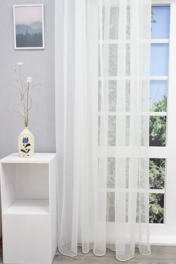 Ekrü színű sablé függöny szálbeszövésekkel 1190242885