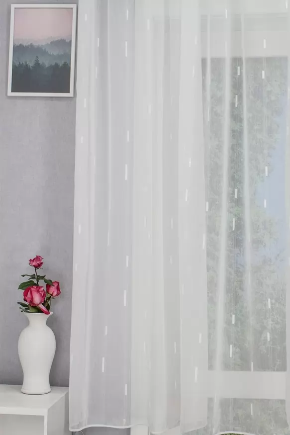 Fehér téglalapos fehér sable függöny 60323/300/fehér