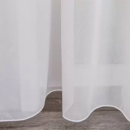 Fehér színű, fényes cirkás szövésű sablet függöny, ólomzsinóros (régi cikkszám 1862-300) egyedi méretre varrva