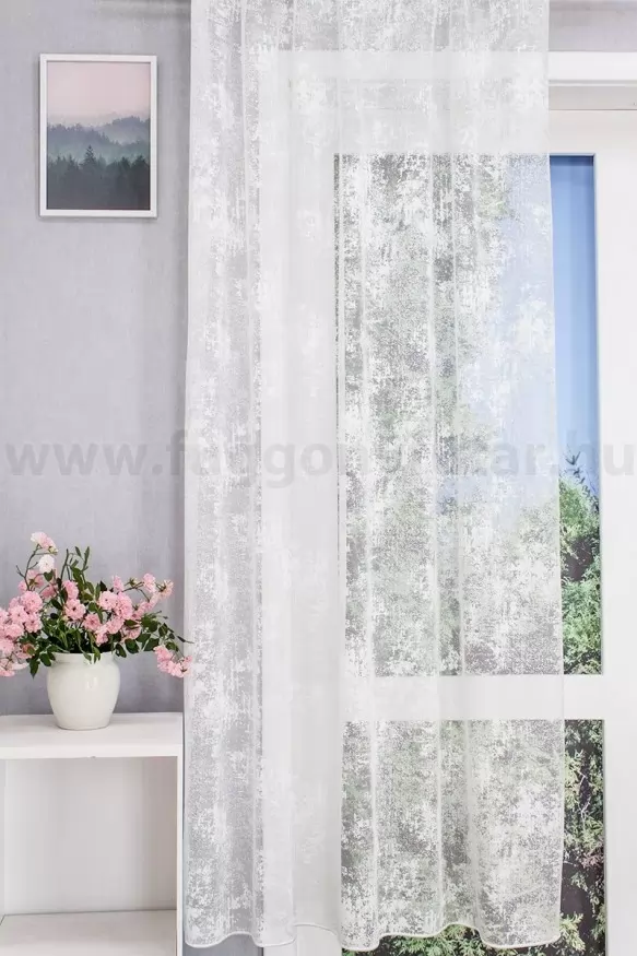 Szórt mintás, cirkás, fehér színű, ólomzsinóros jacquard függöny 1190261312