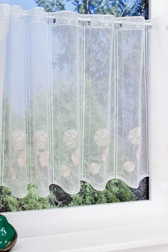 Mákvirágos himzett voile vitrázs függöny 32466 v2233/1