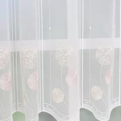 Mákvirágos himzett voile vitrázs függöny egyedi méretre varrva