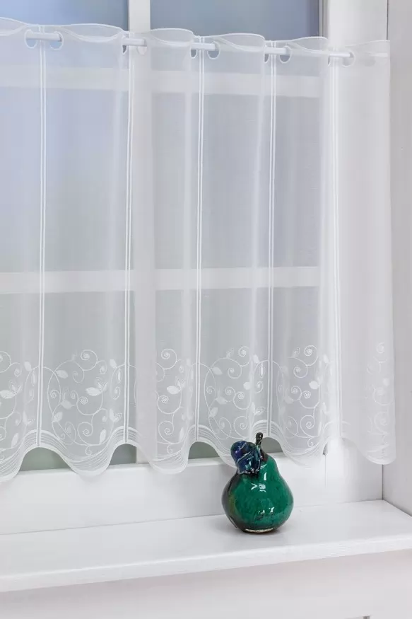 Ekrü hímzett levél mintás vitrázs függöny 1040253053