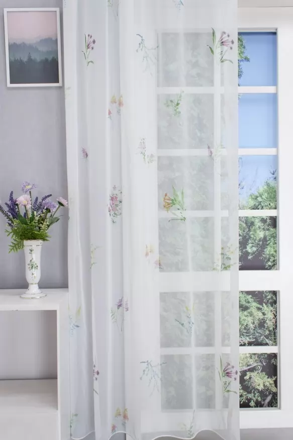 Kis mezei virágos voile függöny, ólomzsinóros 5355/290/01