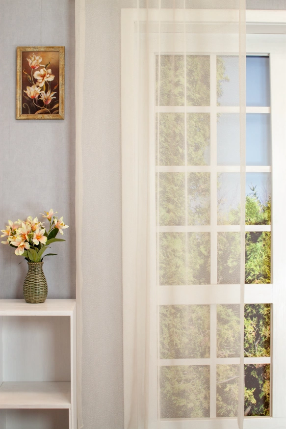 Nara – Apró pontos krém Jacquard függöny, ólomzsinóros Nara/300/03