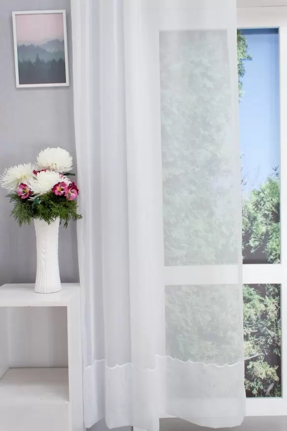 Cornelly – Fehér voile függöny, dupla anyagú bordűrrel Cornelly/270/01