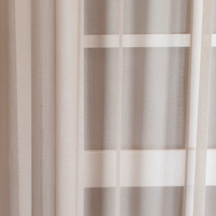 Lille – Magasfényű organza bronz színű fényáteresztő függöny, ólomzsinóros egyedi méretre varrva