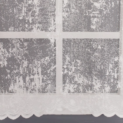 Bordűrös szórt mintás, ecrü színű jacquard függöny egyedi méretre varrva