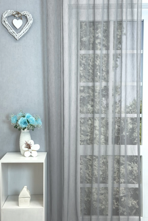 Dolores - Ezüst szürke színű, fényes szálbeszövéses jacquard függöny 1010050191