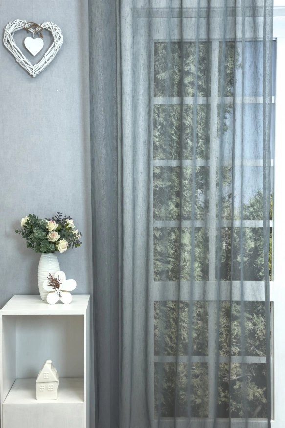 Dolores - Antracit szürke színű, fényes szálbeszövéses jacquard függöny 1010050192