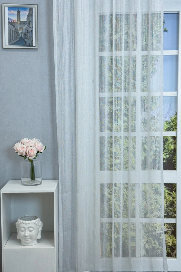 Solingen - Fehér színű, ezüst szálbeszövéses jacquard függöny Solingen/300/10