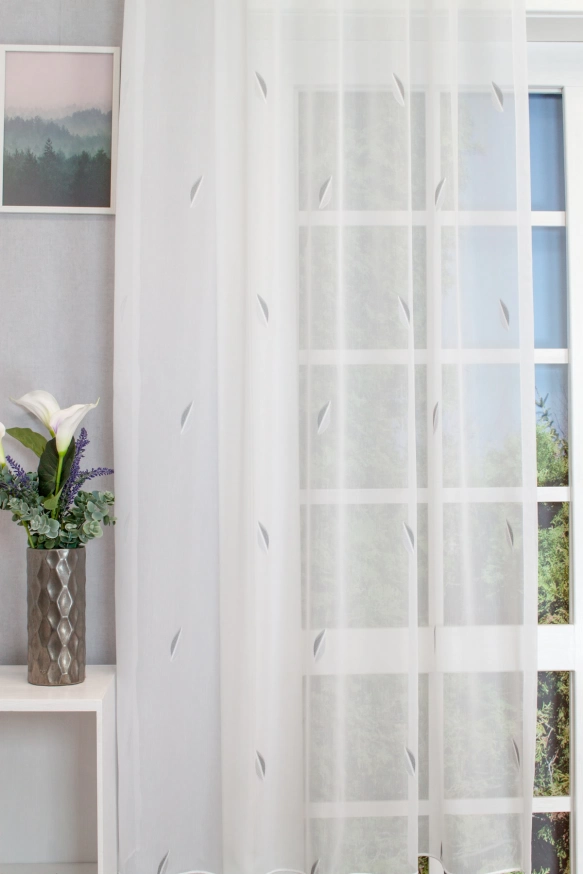 Nadine-Szürke levélmintás sablé függöny Nadine/295/05