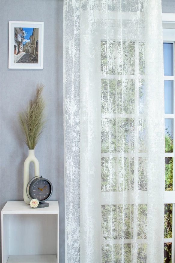 Szamos - tört fehér, szórt mintás jacquard függöny ólomzsinórral szamos/190/12/ozs