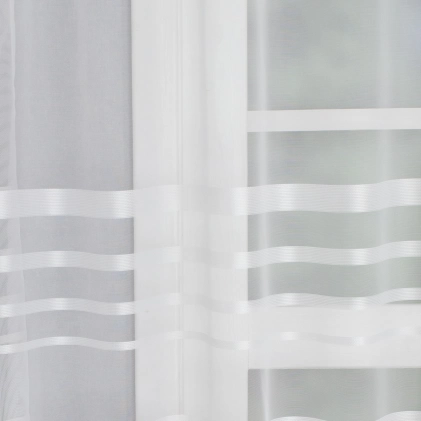 Zille - Fehér, csíkos dreher sablet függöny, ólomzsinóros egyedi méretre varrva
