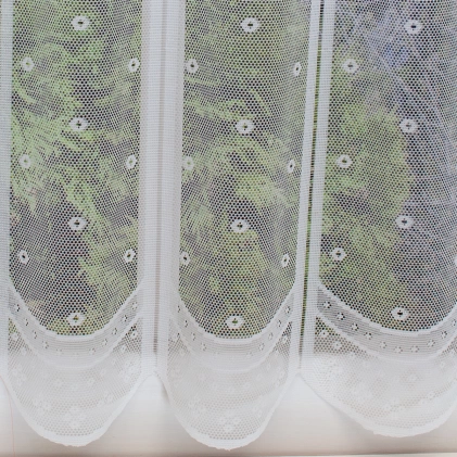 Tört fehér hullámmintás jacquard vitrázs függöny egyedi méretre varrva