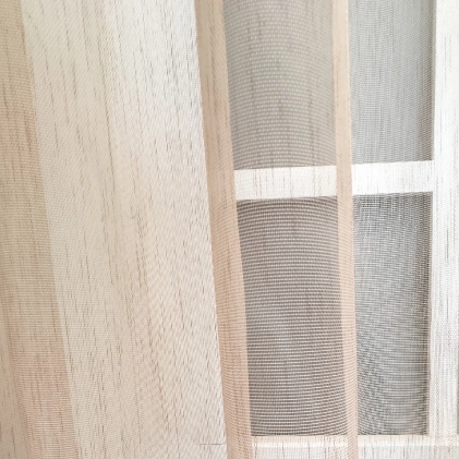 Púderrózsaszín lángálló sablé függöny egyedi méretre varrva