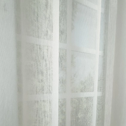 Krém színű rusztikus szövésű sablé függöny egyedi méretre varrva