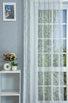 MACSKAÁLLÓ - Szórt apró rácsmintás, fehér jacquard egyedi méretre varrva