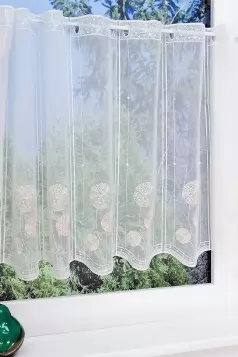 Mákvirágos himzett voile vitrázs függöny egyedi méretre varrva