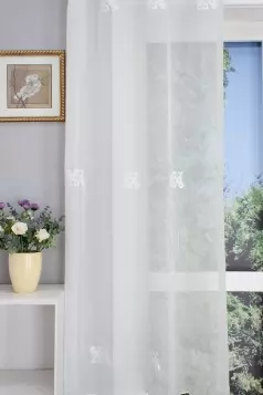 Elszórt spirál mintás ecrü gyűrt voile függöny egyedi méretre varrva