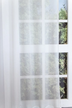 Naomi - fehér magasfényű organza függöny, ólomzsinóros egyedi méretre varrva