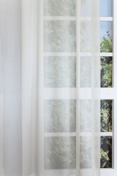 Naomi - ecrü magasfényű organza függöny, ólomzsinóros egyedi méretre varrva