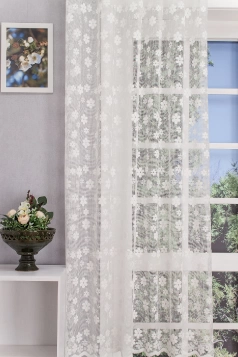 Ecrü elszórt virágmintás jacquard függöny egyedi méretre varrva