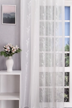 Lisszabon-fehér indamintás voile függöny egyedi méretre varrva